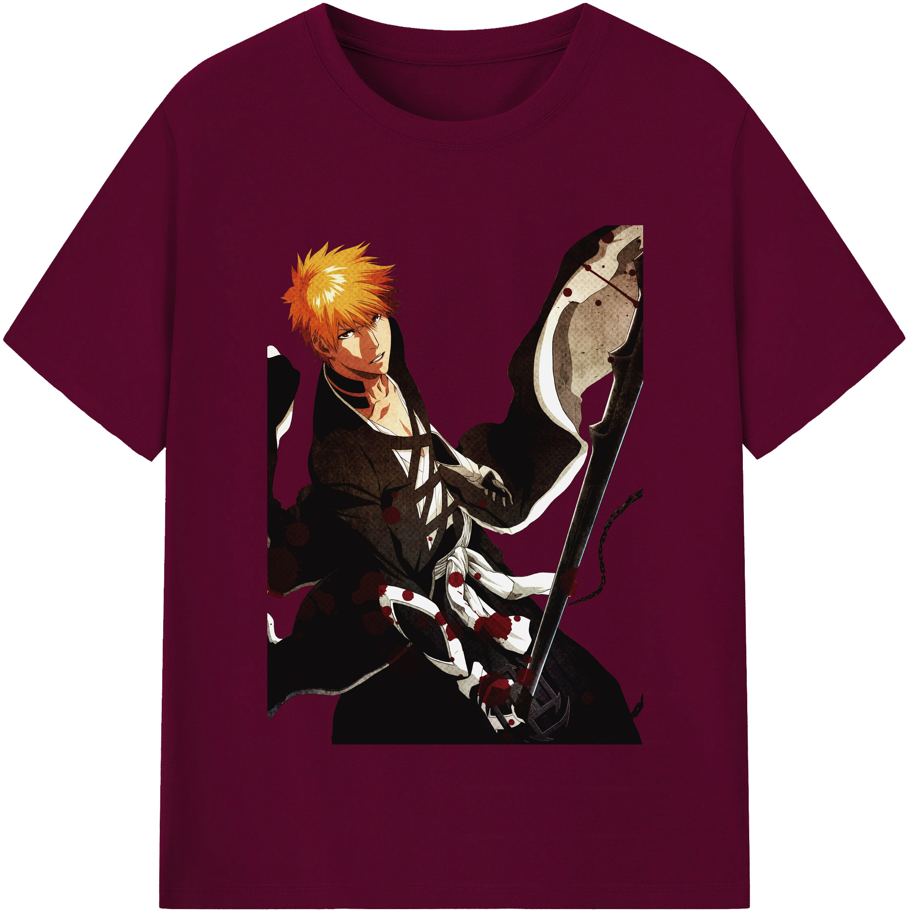 （画像用） ブリーチ 黒崎一護（くろさき いちご）BLEACH Kurosaki Ichigo レディースカジュアルプリントTシャツ（綿100％）